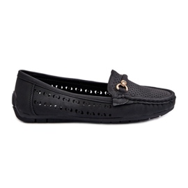 Women's Openwork Moccasins With Decoration, Black Kaydance