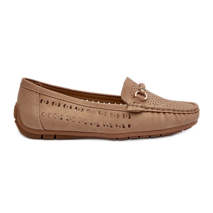 Women's Openwork Moccasins With Decoration, Brown Kaydance beige