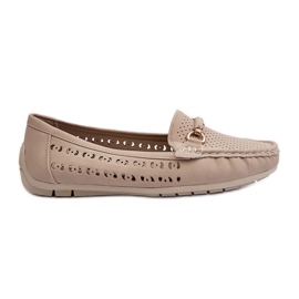 Women's Openwork Moccasins With Decoration, Beige Kaydance