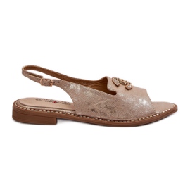 Women's Sandals With Decoration S.Barski KV27-049 Gold golden Women's Sandals With Decoration S.Barski KV27-049 Gold golden