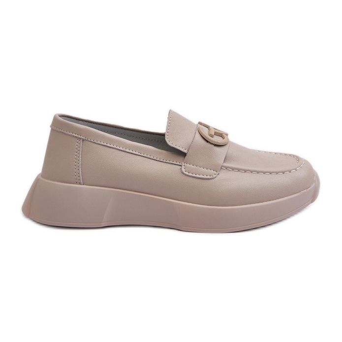 Women's Leather Moccasins on the Platform Beige S.Barski LR490