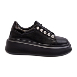 Women's Leather Sneakers on a Massive Platform Black S.Barski LR628 Women's Leather Sneakers on a Massive Platform Black S.Barski LR628
