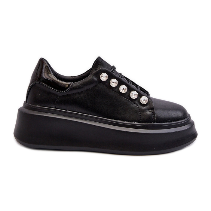 Women's Leather Sneakers on a Massive Platform Black S.Barski LR628