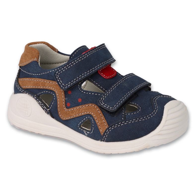 Befado children's sandals, leather insert with Velcro 170P083, navy blue