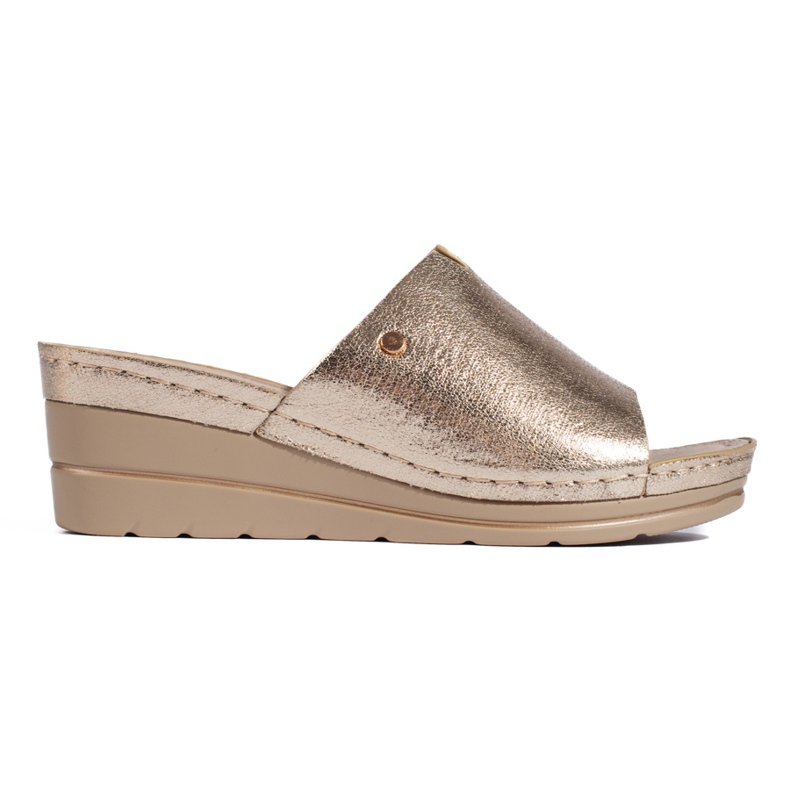 Gold women's wedge slippers golden