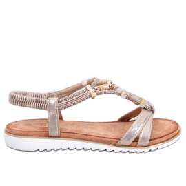 Montier Gold beaded sandals golden