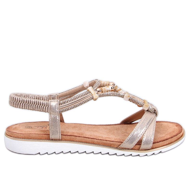 Montier Gold beaded sandals golden