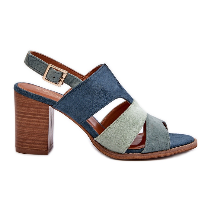 Women's Sandals Made of Eco Suede with High Heels, Blue Qutima