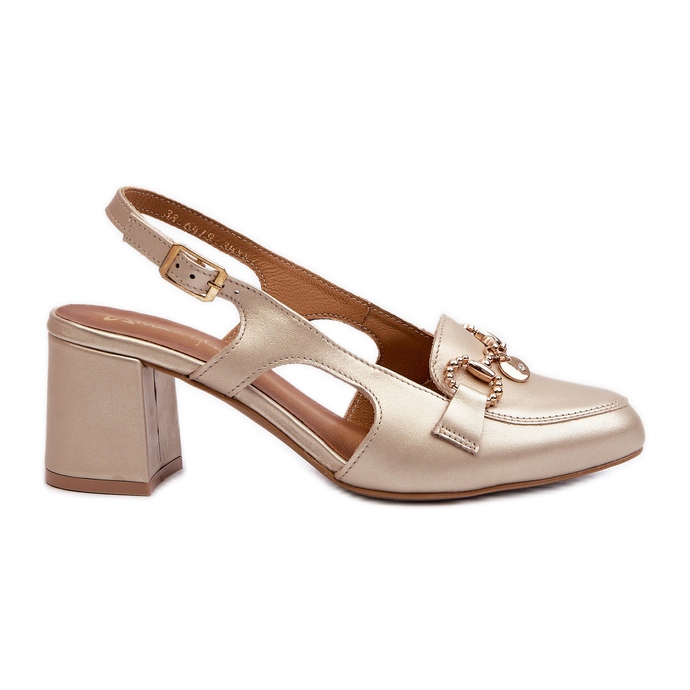 Leather Sandals on a High Heel Maciejka 06419-25 Gold golden