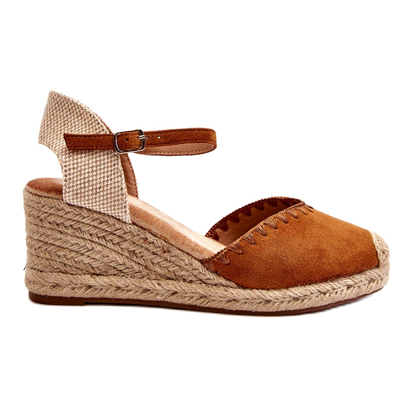 Joia Suede Espadrille Wedge Sandals With Camel Braid brown Joia Suede Espadrille Wedge Sandals With Camel Braid brown