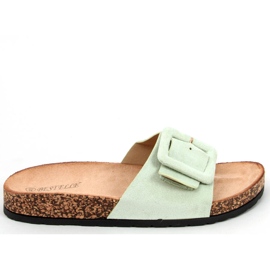 Priya LT.GREEN cork sole slippers