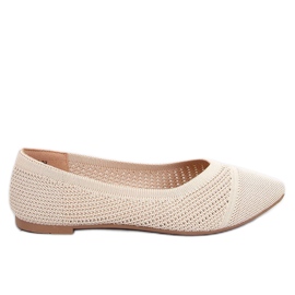 Sotty Beige almond openwork ballet flats
