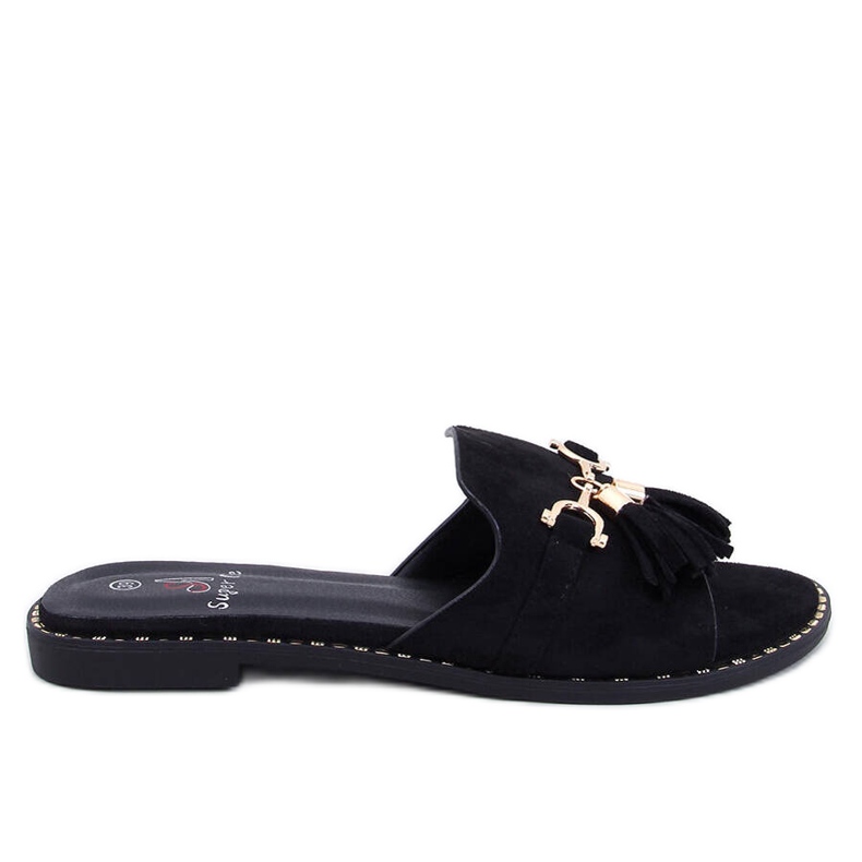 Lapierr Black flip-flops with fringes