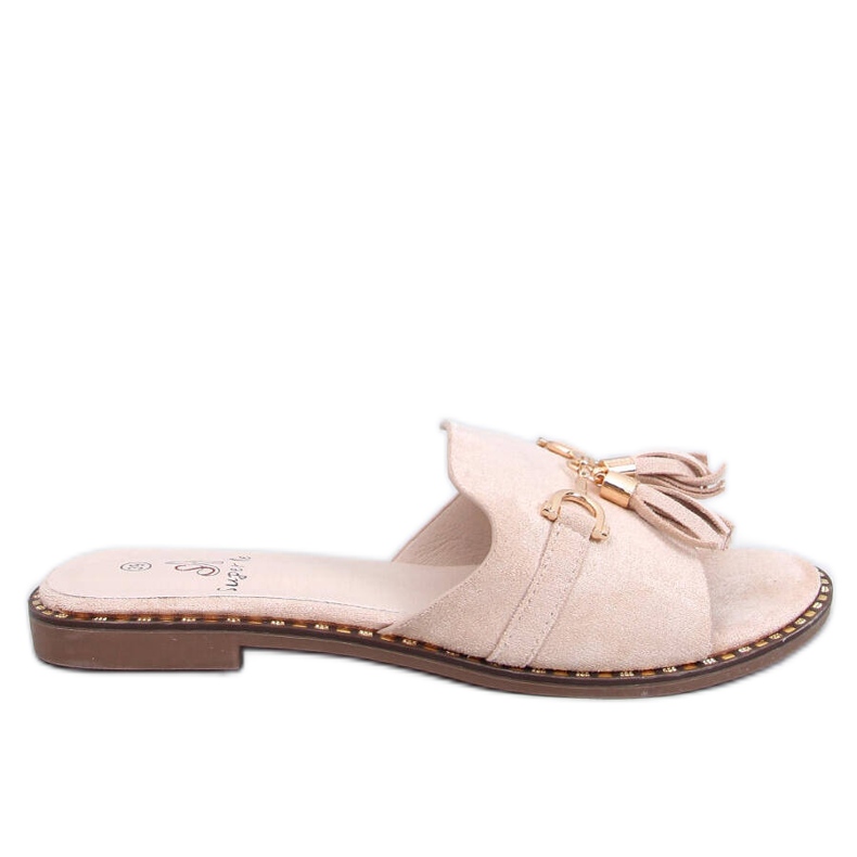 Lapierr Beige flip-flops with fringes