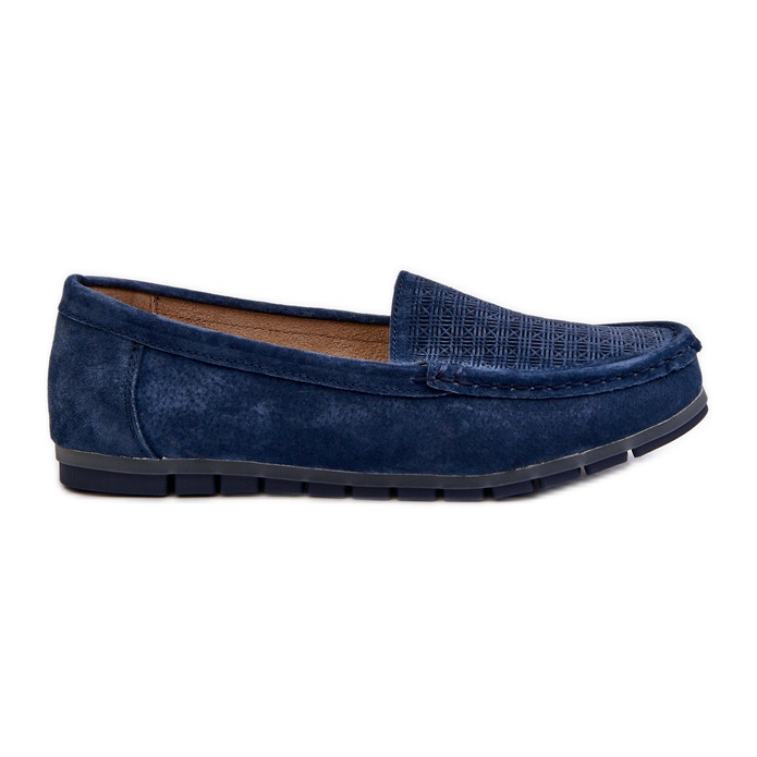 Women's Suede Moccasins, Navy Blue S.Barski LR755
