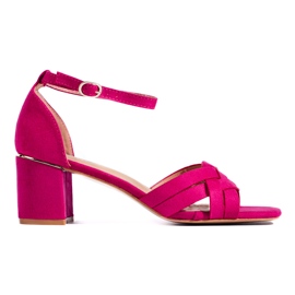 Suede pink high-heeled sandals