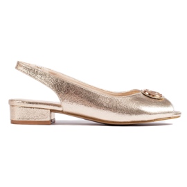 Gold elegant flat sandals golden