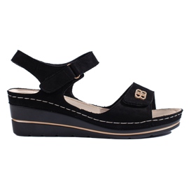 Black suede wedge sandals