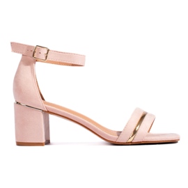 Suede pink high heel sandals
