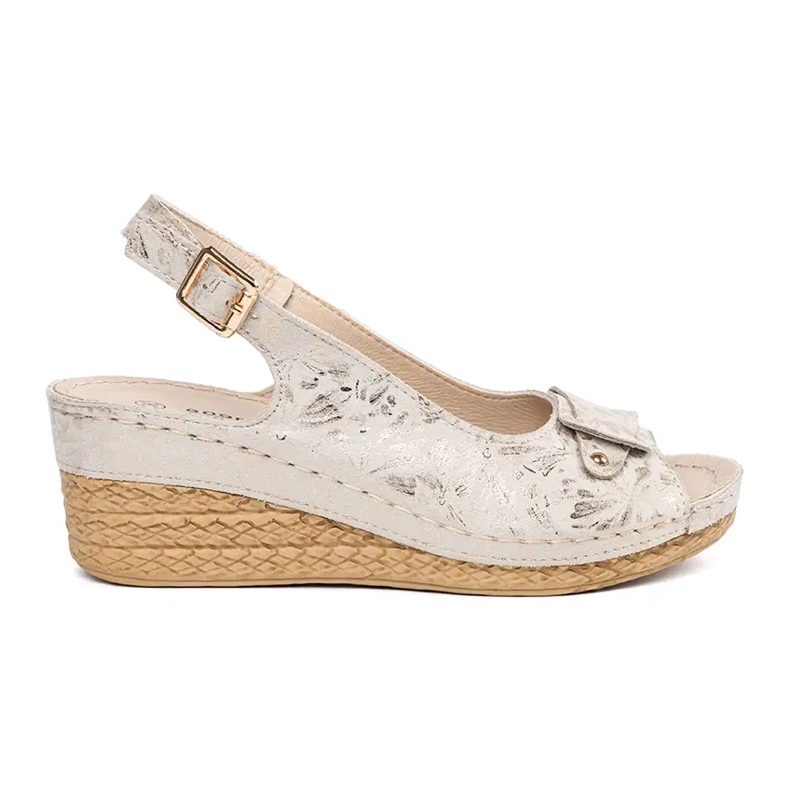 Beige espadrille low wedge sandals