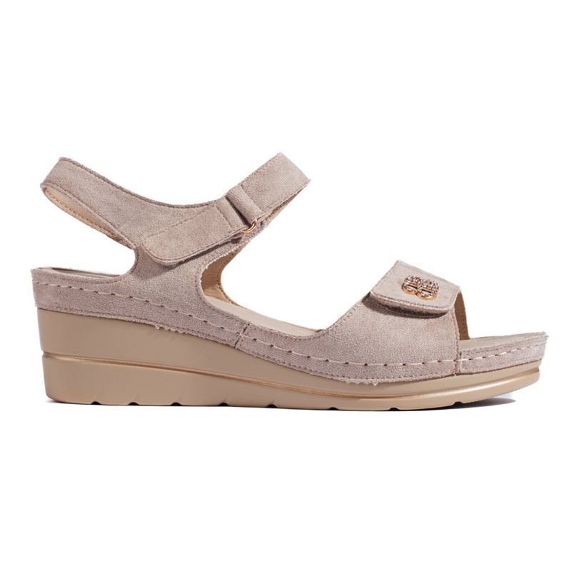 Beige suede wedge sandals brown