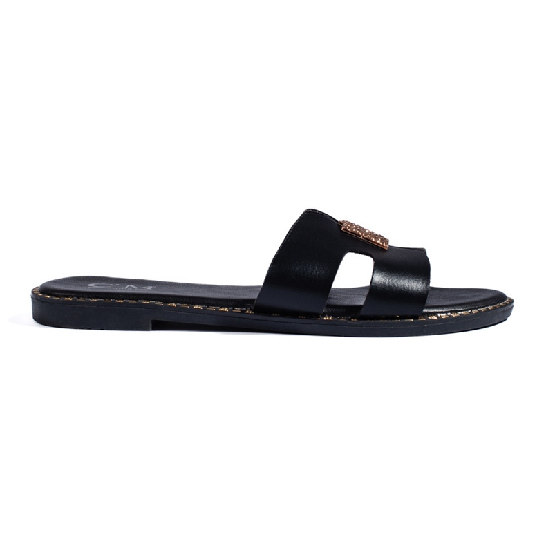 Women's black flat slides Women's black flat slides
