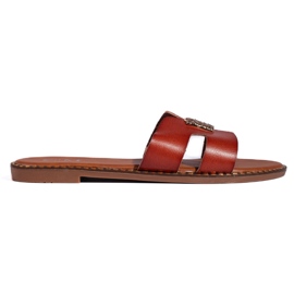 Women's brown flat flip-flops