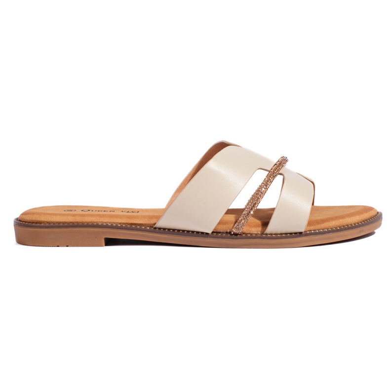 Elegant women's beige flip-flops