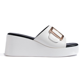 White women's wedge sandals