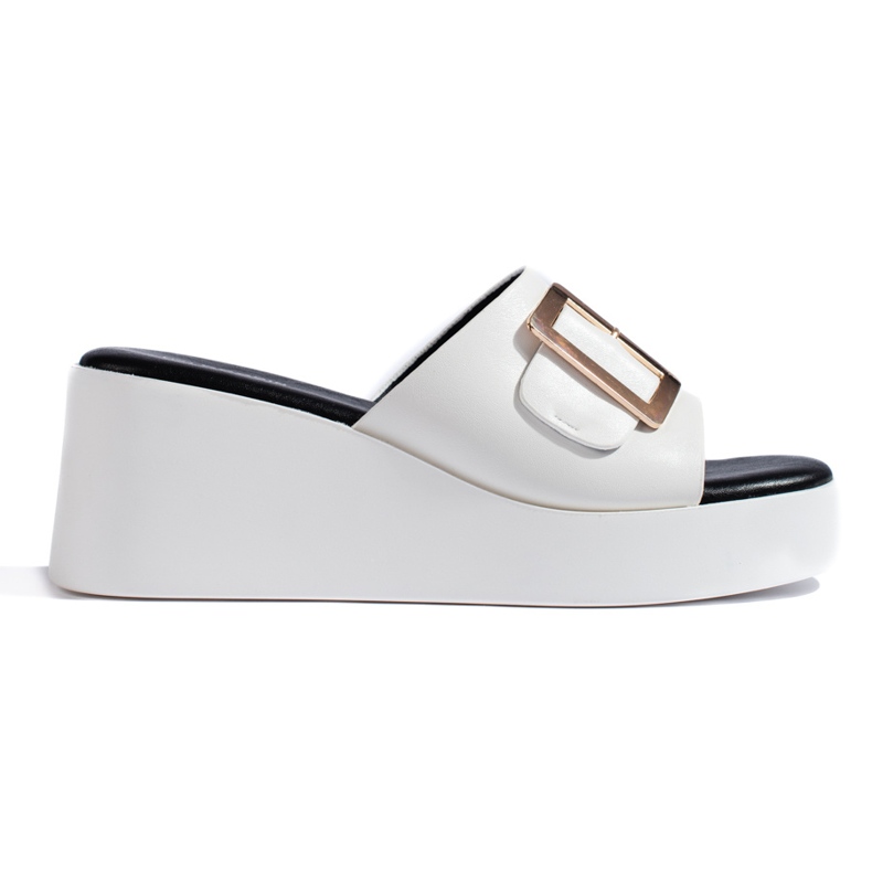 White women's wedge sandals