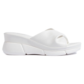 White women's wedge sandals