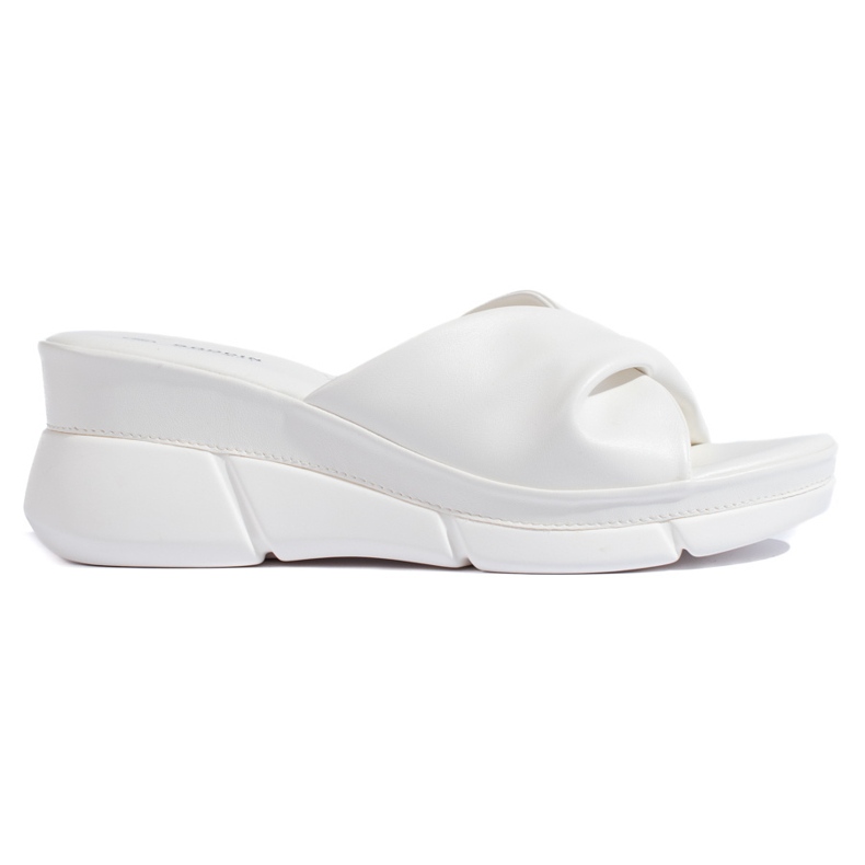 White women's wedge sandals