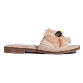 Beige classic women's flip-flops