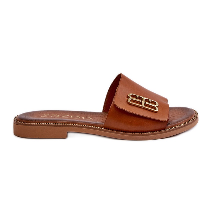 Zazoo 40384 Elegant Women's Leather Flip-Flops, Brown