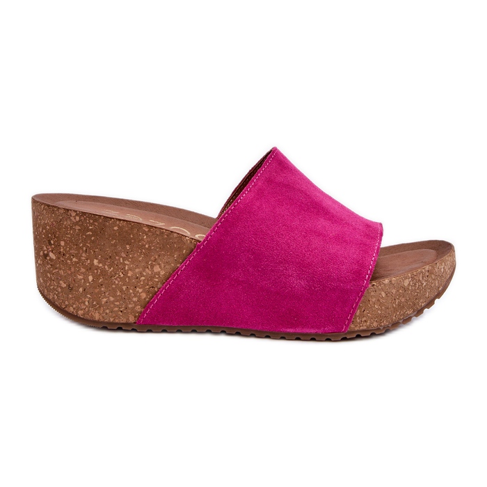 Zazoo 40311 Women's Flip-Flops With Cork Wedge Fuchsia pink