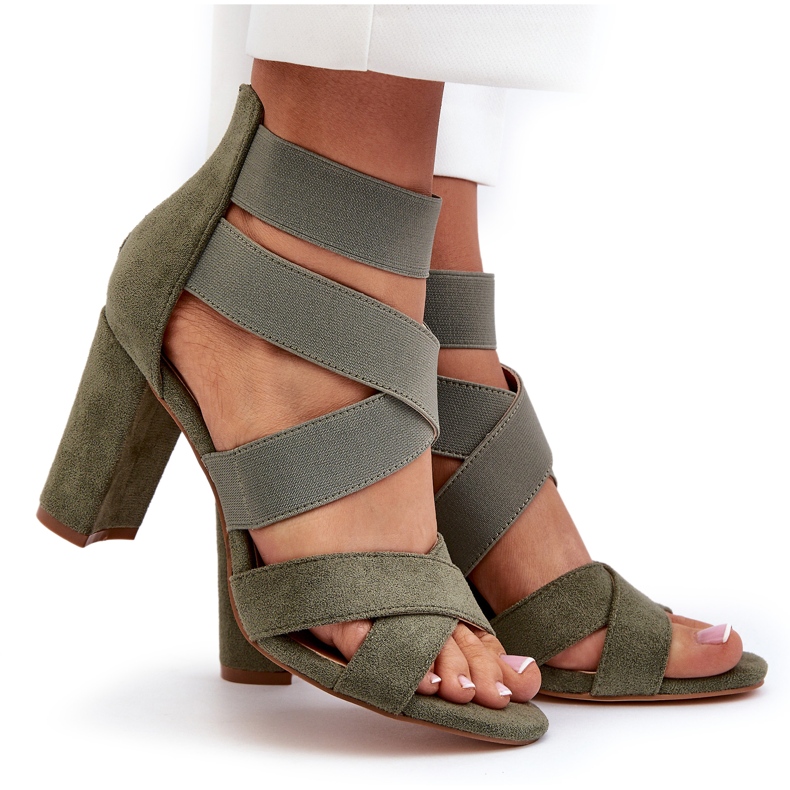 Women's High Heel Sandals With Straps, Green Obissa