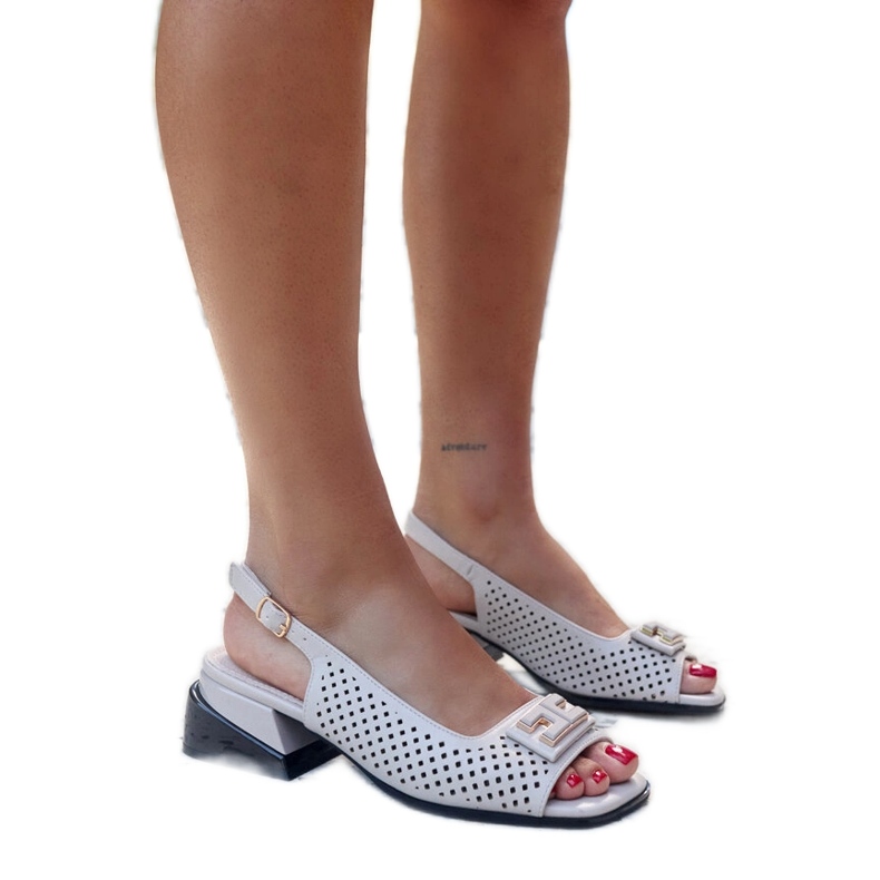 Openwork sandals on a massive Sajida block grey