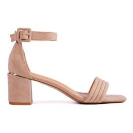 Suede beige high heel sandals brown
