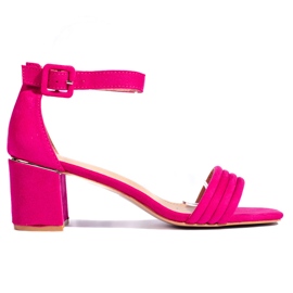 Suede fuchsia high heel sandals pink