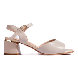 Elegant beige women's high-heeled sandals by Sergio Leone Elegant beige women's high-heeled sandals by Sergio Leone