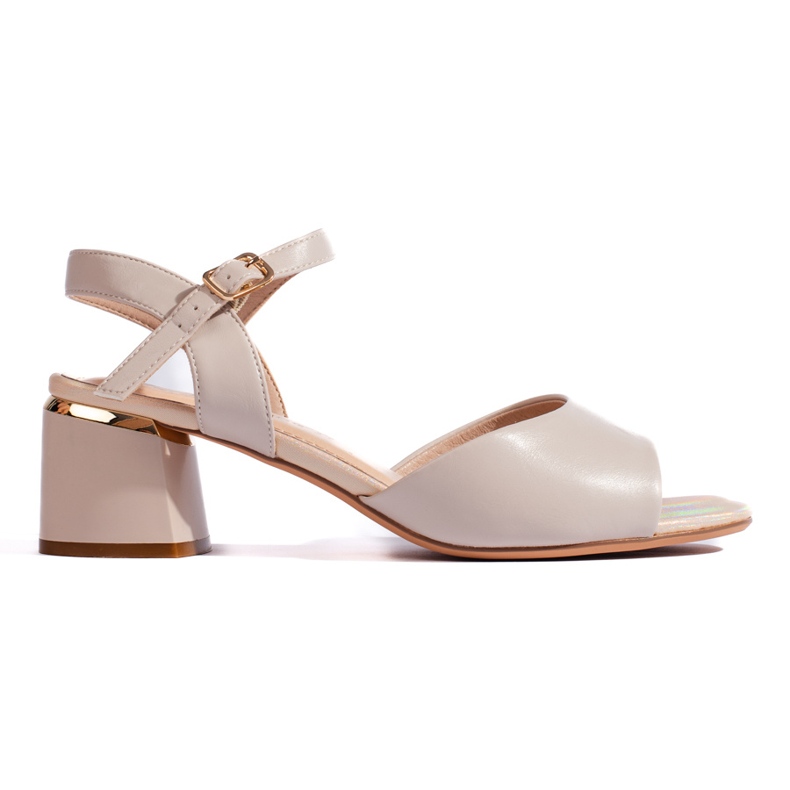 Elegant beige women's high-heeled sandals by Sergio Leone