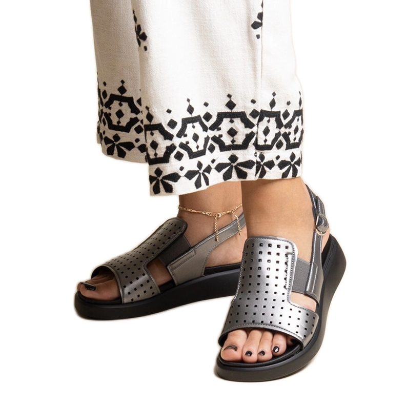 Graphite sandals with an openwork upper Imogne grey