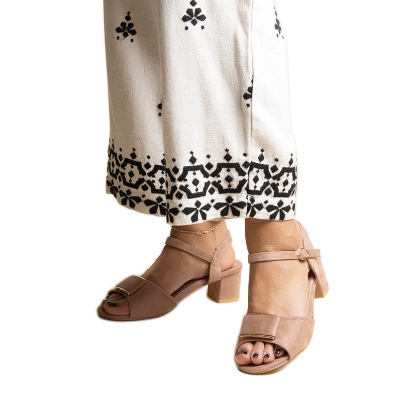 Dark beige low heel sandals from Frederica