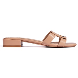 Classic beige elegant women's flip-flops