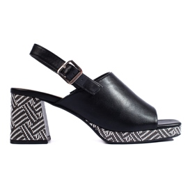 Black stylish high-heeled sandals by Sergio Leone