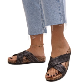 Slippers with a Ribera gloss cork sole black Slippers with a Ribera gloss cork sole black
