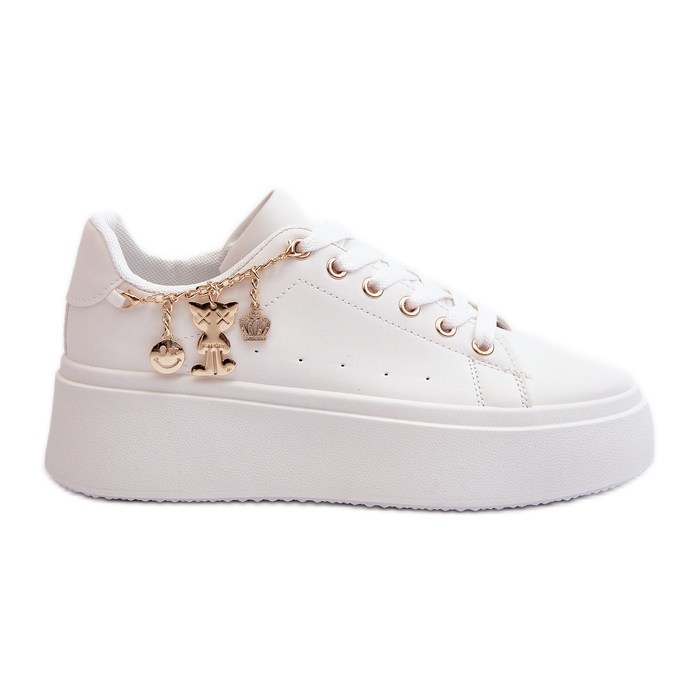Women's Platform Sneakers With Pendants, White Tivissa