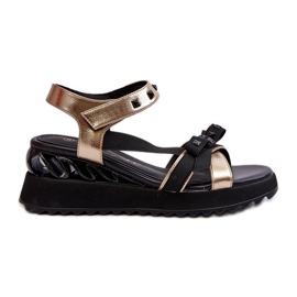 S.Barski Women's Sandals With a Bow D&amp;A CR956 Gold golden
