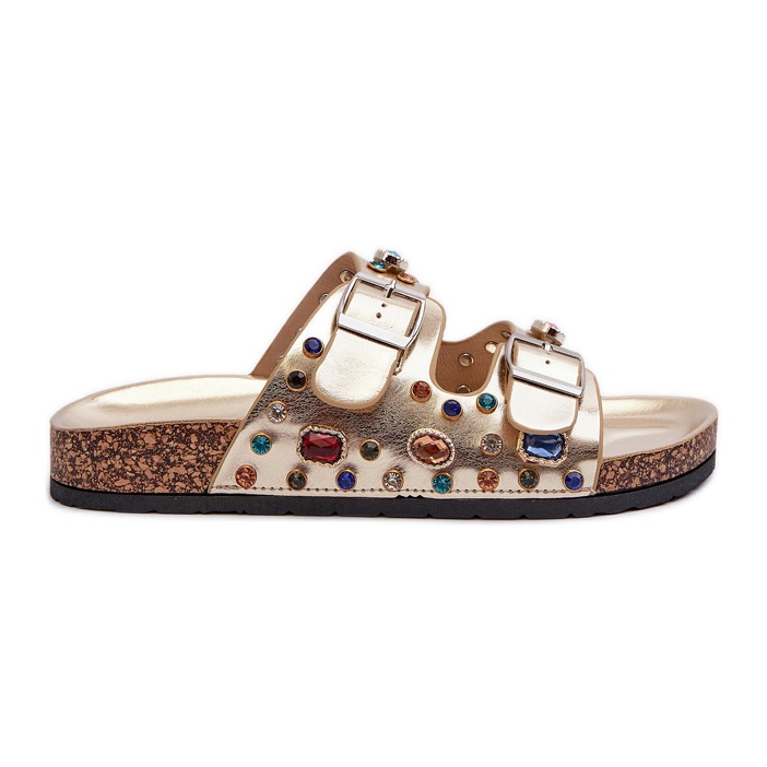 Decorated Women's Flip-flops With Buckles S.Barski MY121 Gold golden