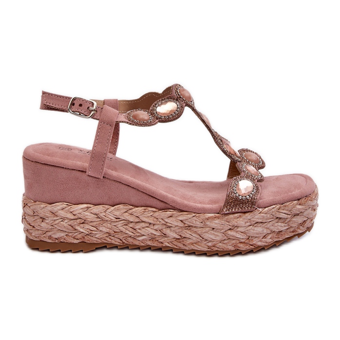 Women's Wedge Sandals With Braid S.Barski MY291 Pink